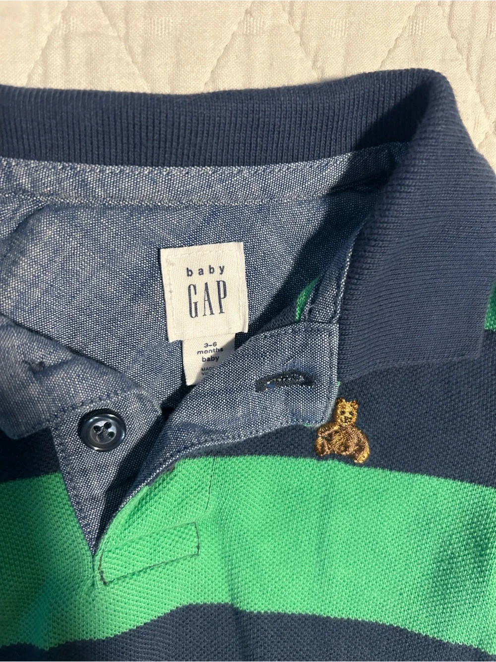 GAP Boys Green & Navy Striped Polo
